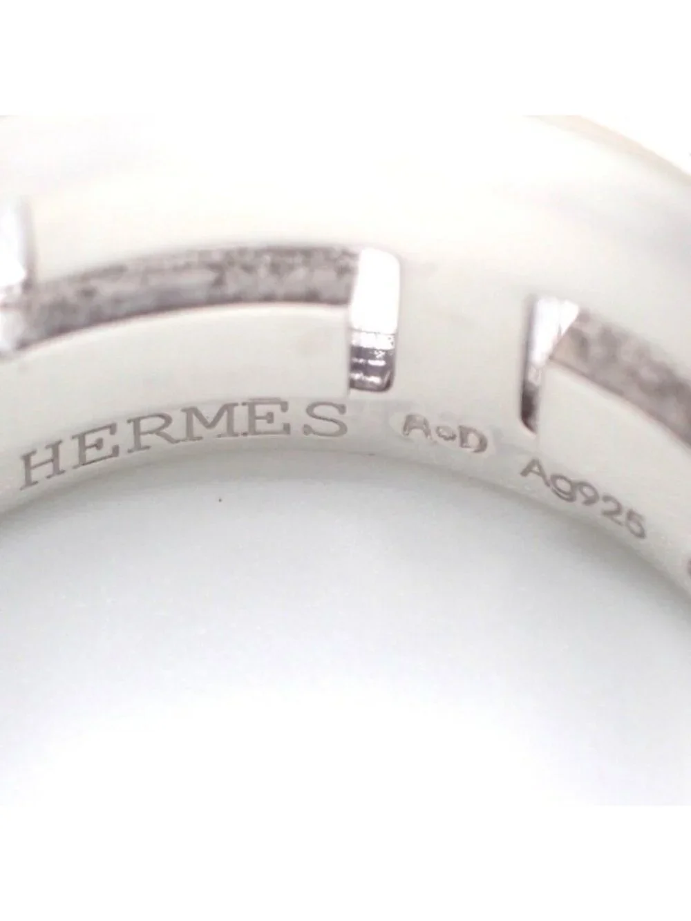 Hermes Move Ash Ring 925 Sterling Silver Light Blue 51